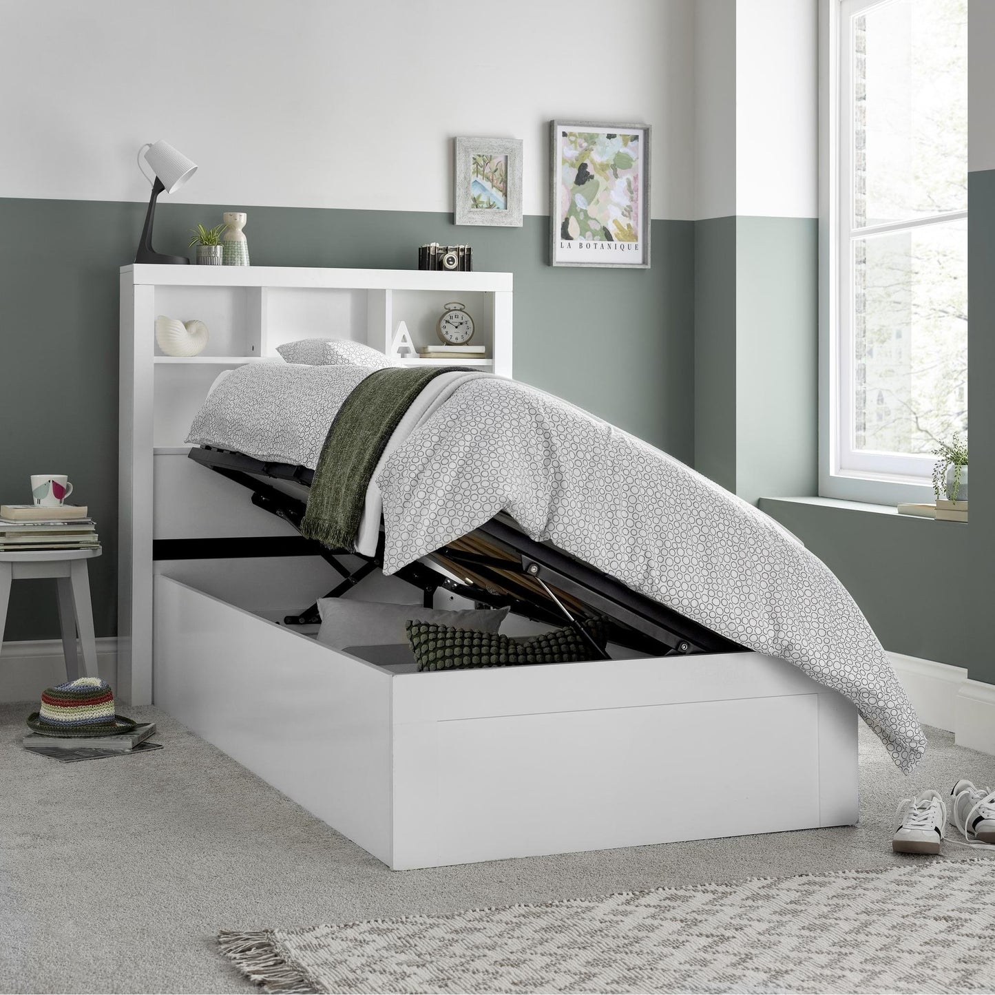 Oscar White Wooden Ottoman Storage Bed 