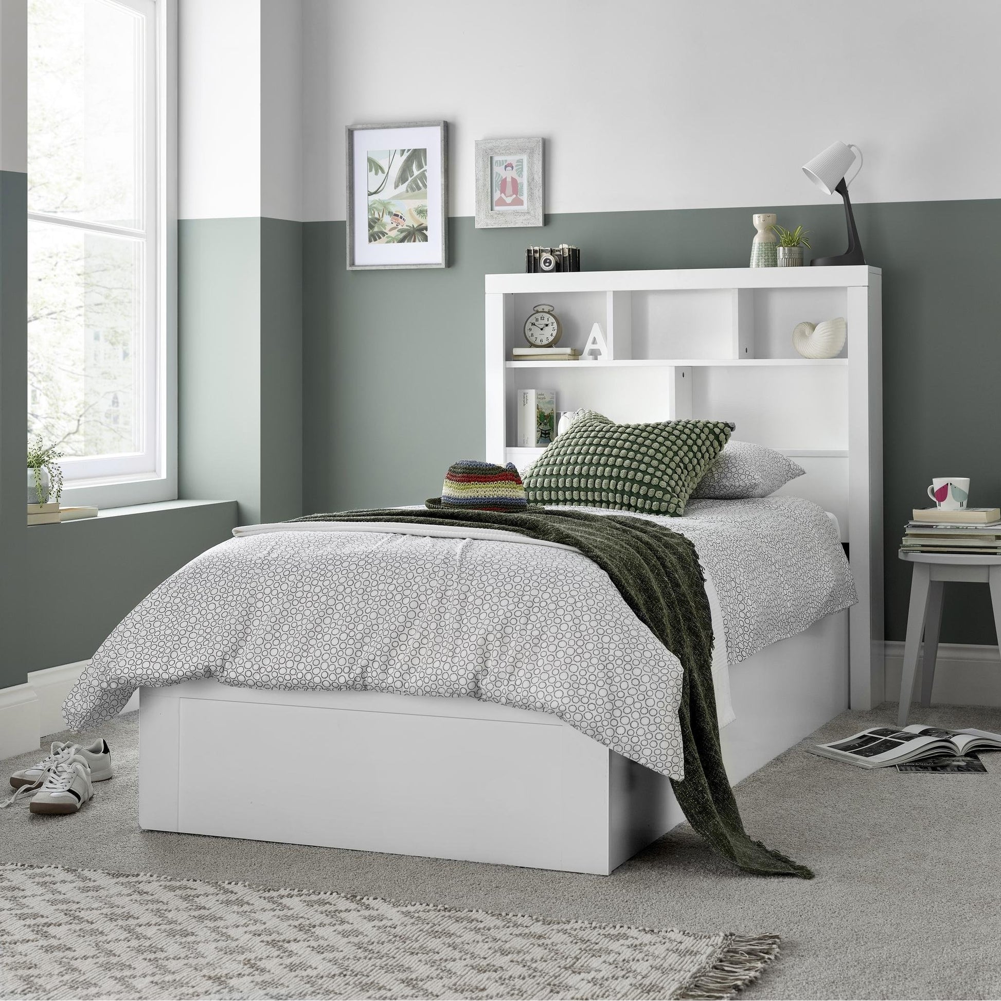 Oscar White Wooden Ottoman Storage Bed 