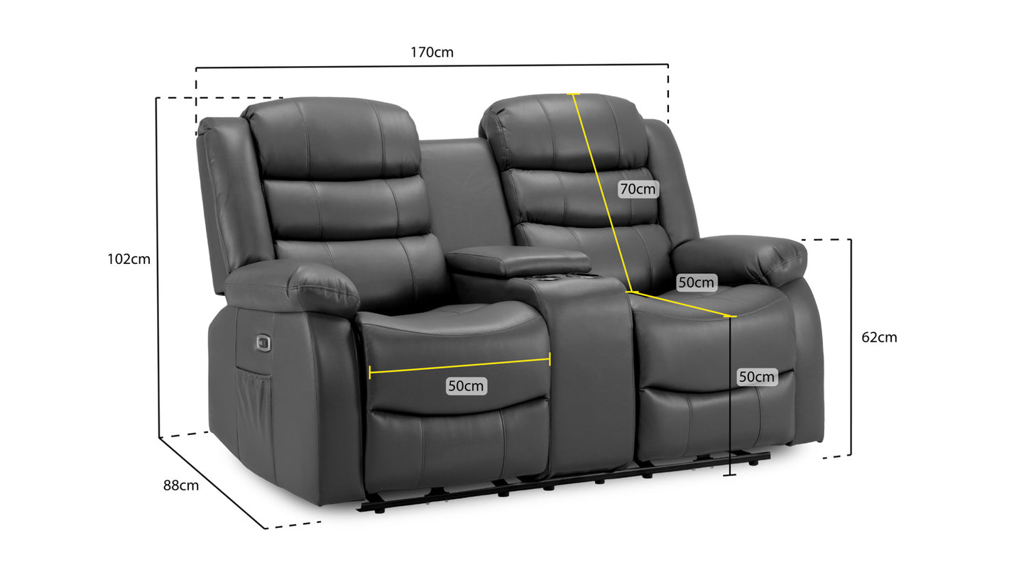 Otto - Electric Recliner - Sofa - Grey - 2 Seater 