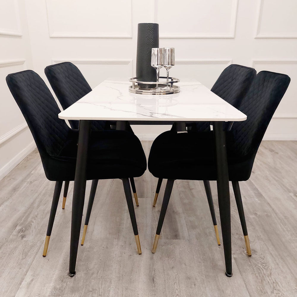 Titus - 1.4m Black Dining Table with Sintered Stone Top