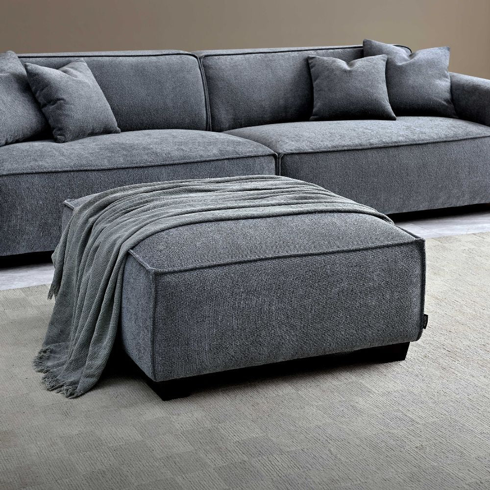 Aluxo - Dakota 4 Seater with Chaise in Charcoal Boucle