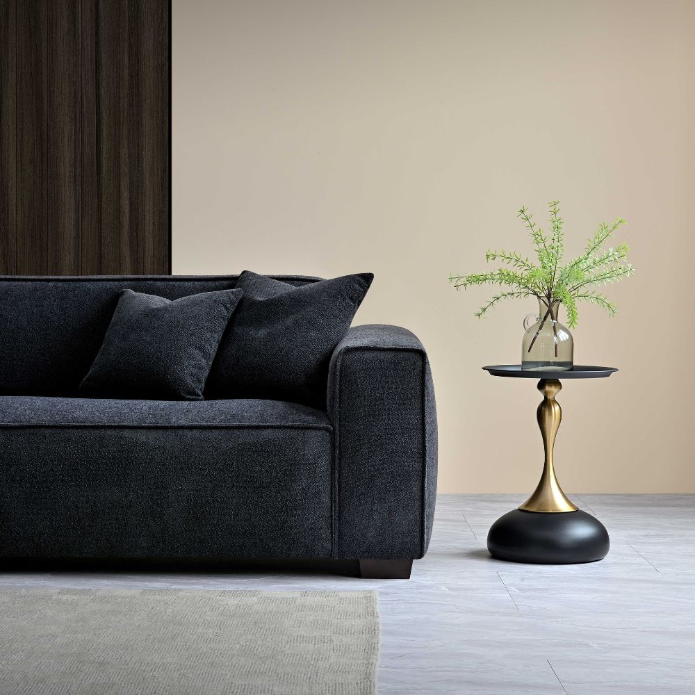 Aluxo - Dakota 4 seater with Chaise in Midnight Boucle