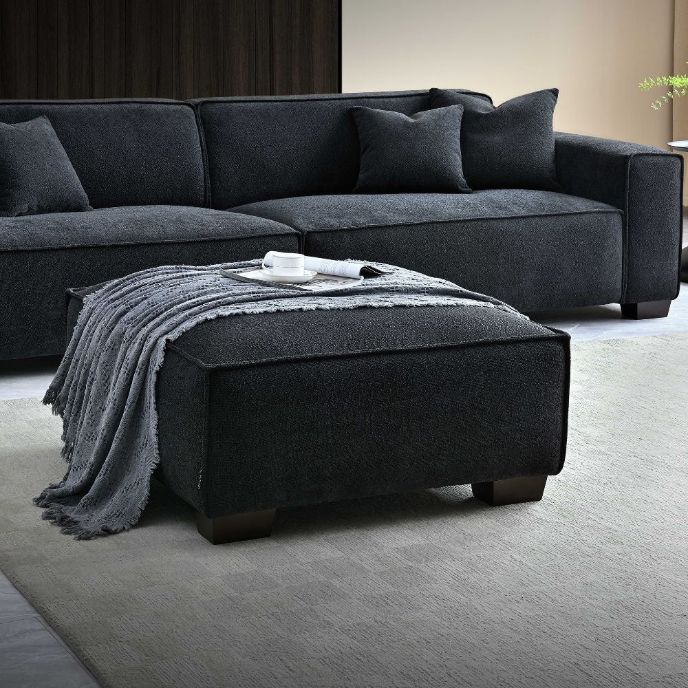 Aluxo - Dakota 4 seater with Chaise in Midnight Boucle