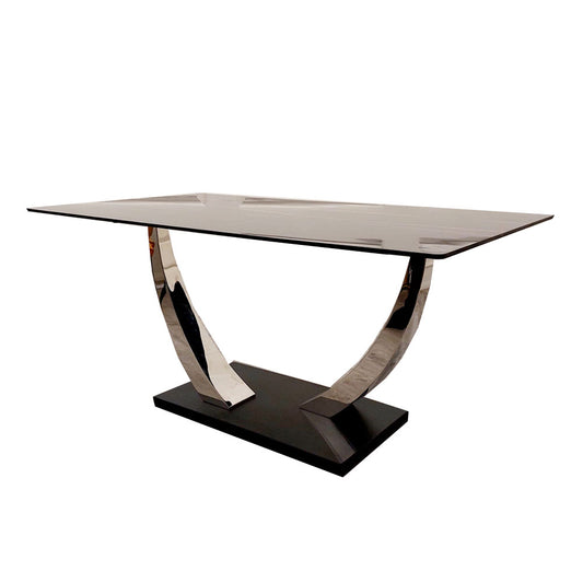 Venus - Chrome Dining Table with Black Sintered Stone Top - 1.6m 