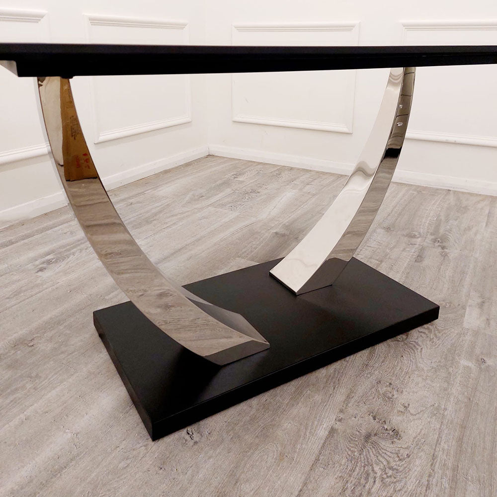 Venus - Chrome Dining Table with Black Sintered Stone Top - 1.6m 