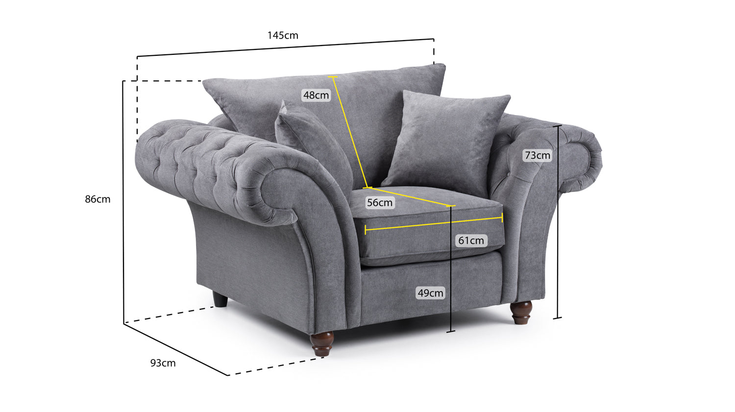 Windsor - Fullback - Sofa - Grey 