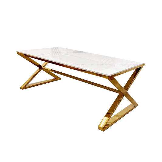 Zion - Gold Coffee Table with Polar White Sintered Top