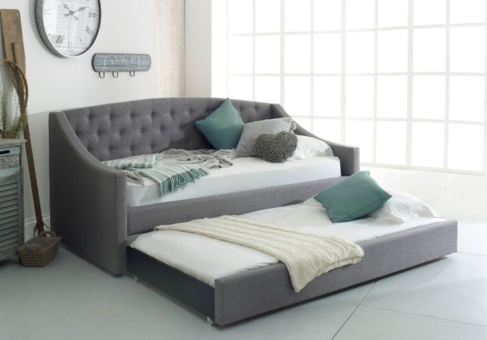 Aurora - Boucle Daybed With Trundle - Grey