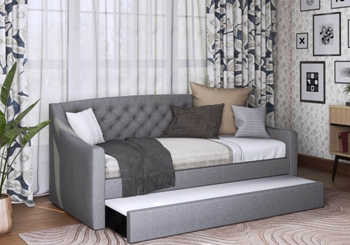 Aurora - Boucle Daybed With Trundle - Grey