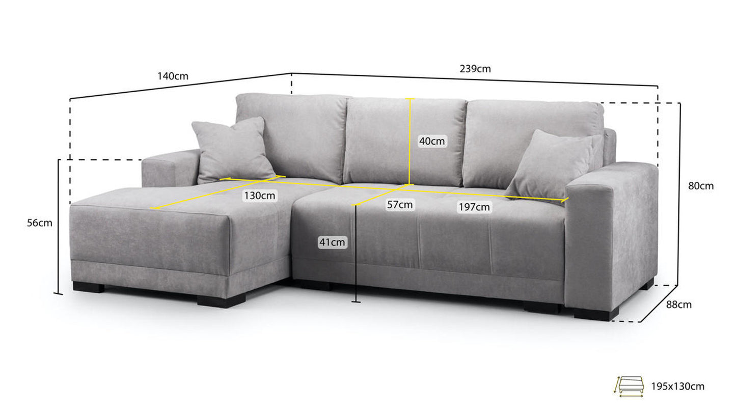 Cimiano - Sofabed - Grey - Left/Right Hand Facing - Corner