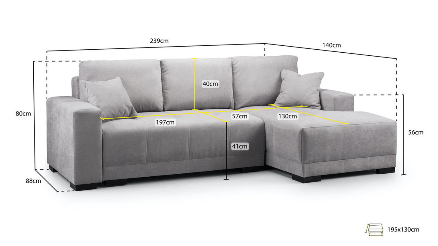 Cimiano - Sofabed - Grey - Left/Right Hand Facing - Corner