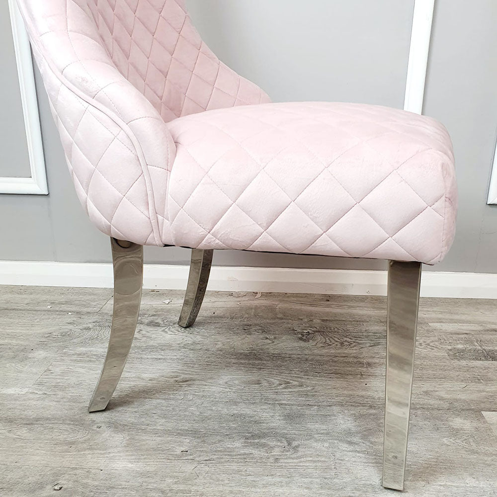 Kate - Dining Chair With Chrome Clasp & Quilted Back