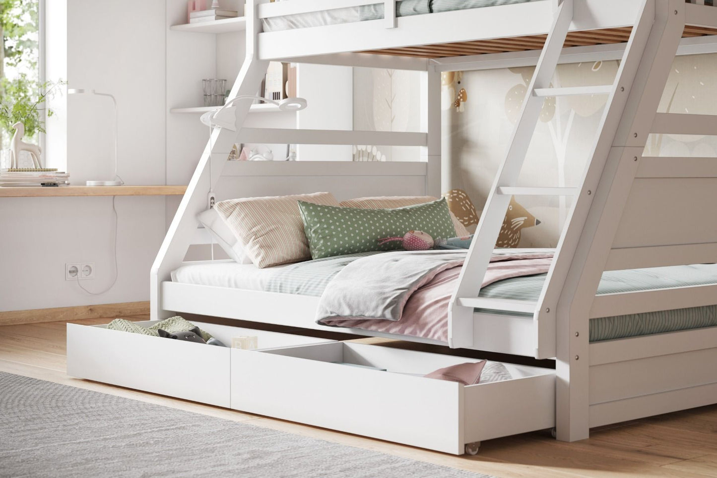 Ollie - Triple Bunk Bed - With Drawers