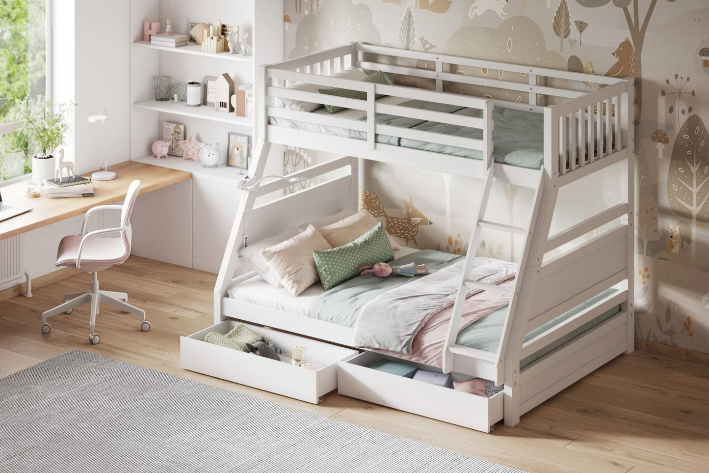 Ollie - Triple Bunk Bed - With Drawers