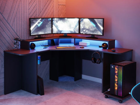 Recoil - Quartz LED Corner Computer Gaming Desk