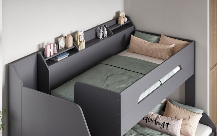 Slick - Staircase Triple Bunk Bed With Shelves