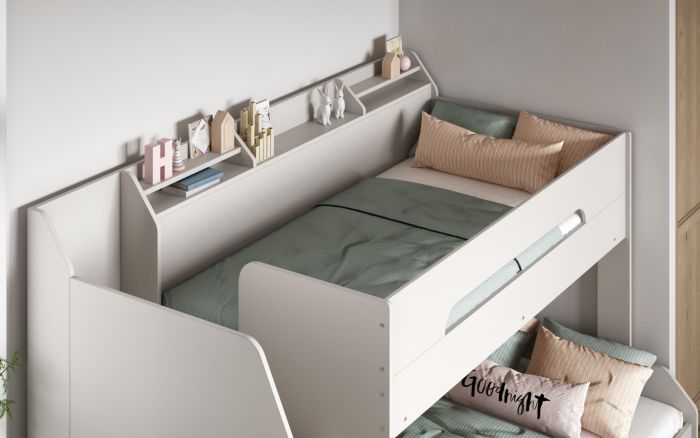 Slick - Staircase Triple Bunk Bed With Shelves