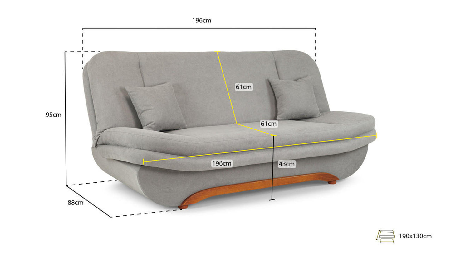 Weronika - Sofabed - Grey - 3 Seater