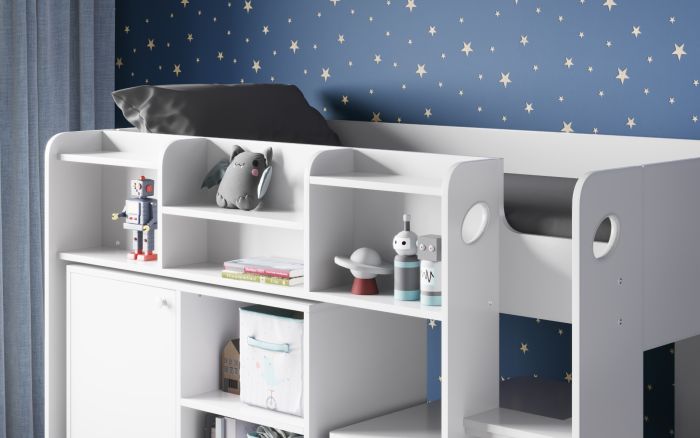 Wizard - Junior Mid Highsleeper Workstation - (inc storage unit & desk)