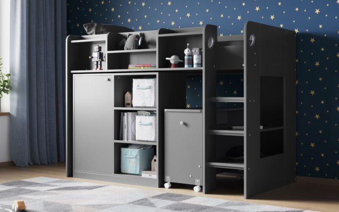 Wizard - Junior Mid Highsleeper Workstation - (inc storage unit & desk)